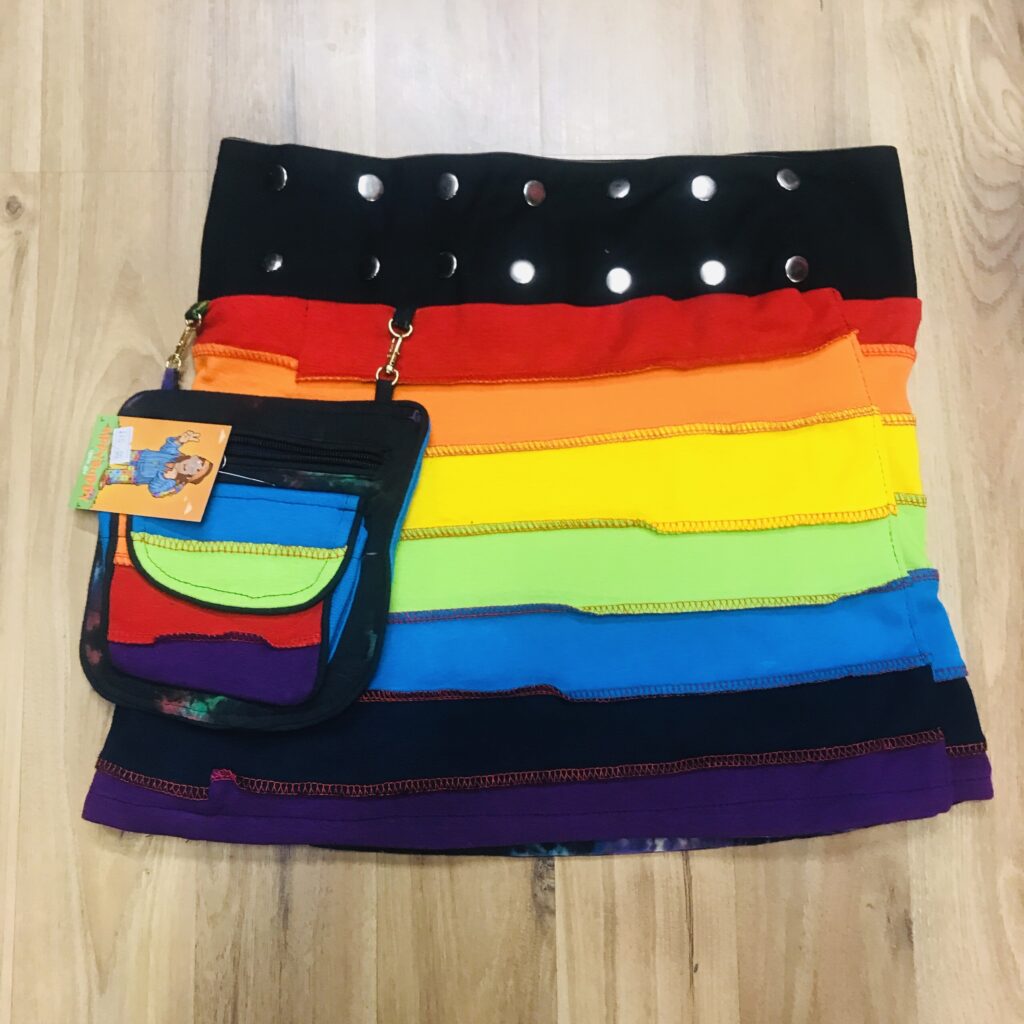 Nepalese Rainbow 🌈 Stripe Reversible Popper Wrap Short Skirt